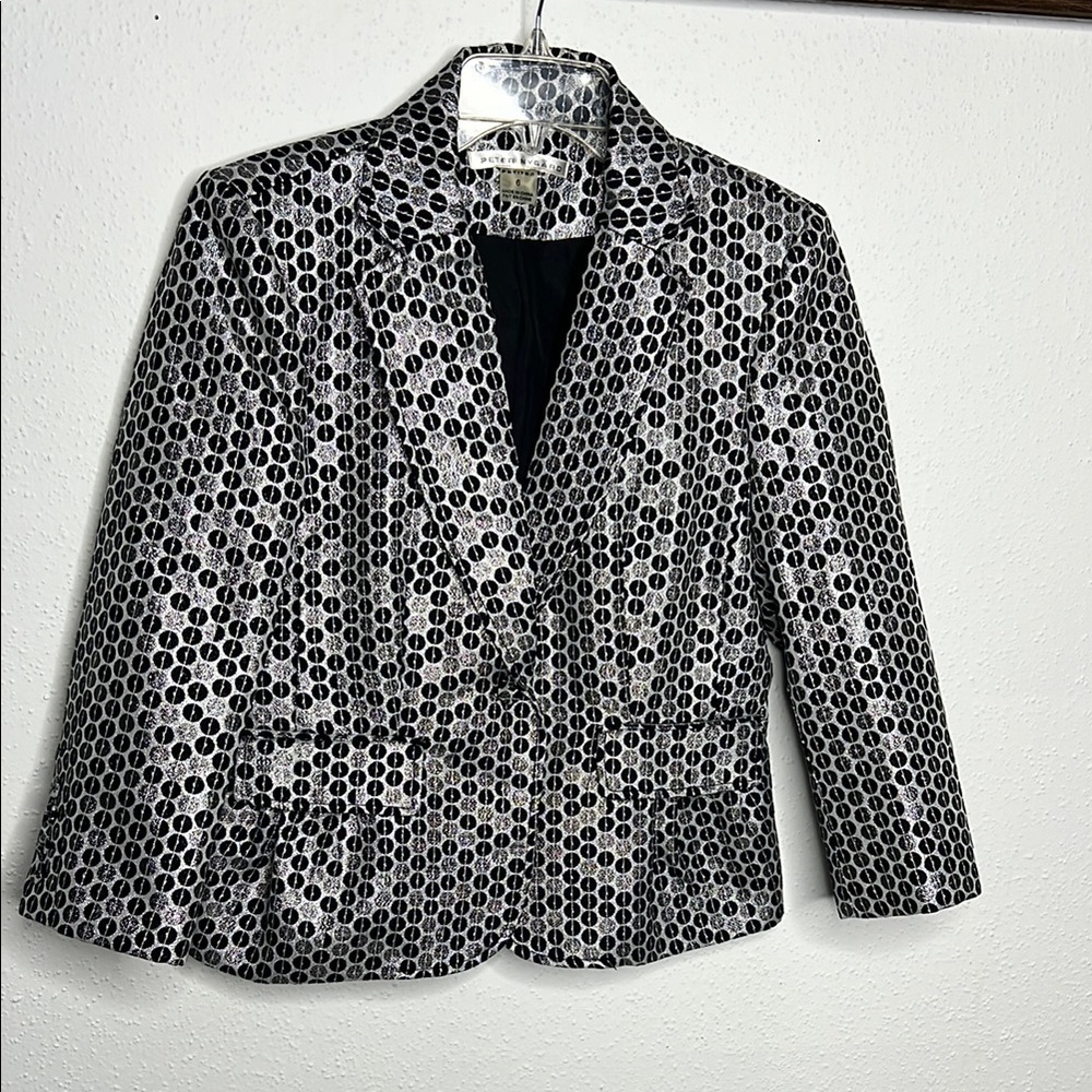Peter Nygard Silver and Black Textured Blazer